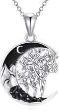 wholesale 925 Sterling Silver Tree of Life Black Onyx and Moonstone Couples Pendant Necklace for Women-0-0
