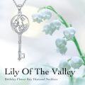 wholesale Sterling Silver Diamond Birth Flower Key Necklace for Women-0-4