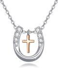 wholesale Silver Cross Pendant Necklace for Women Girls - Lucky Horseshoe in Heart Embrace s for Cowgirls Equestrian Birthday Mother's Day-0-0