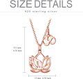 wholesale 925 Sterling Silver OM Lotus Sideways Pendant Necklace w/ Inspirational Quote Gift Card for Women & Girls' Birthdays-0-2
