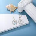 wholesale 925 Sterling Silver Celtic Pentagram & Moonstone Leverback Filigree Trinity Drop Earrings-0-2
