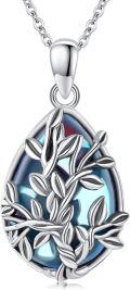 wholesale 925 Sterling Silver Blue Labradorite Tree of Life Teardrop Pendant Necklace for Women and Girls-0-0