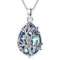 wholesale 925 Sterling Silver Blue Resin Branch Teardrop Pendant Necklace Women-0-0