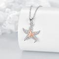 wholesale 925 Sterling Silver Rose Gold Plated CZ Moon & Starfish Pendant Necklace for Women Girls  43cm Chain Length-0-1