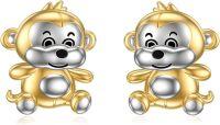 wholesale 925 Sterling Silver Monkey Stud Earrings - Cute Animal  for Women-H-Monkey
