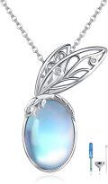 wholesale 925 Sterling Silver Moonstone Butterfly Pendant with Chain and Funnel Set - Memorial Keepsake Jewelry-0-0
