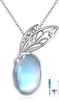 wholesale 925 Sterling Silver Moonstone Butterfly Pendant with Chain and Funnel Set - Memorial Keepsake Jewelry-Dragonfly Moonstone
