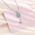 wholesale 925 Sterling Silver Key Shaped Green Stone & Emerald Accent Pendant Necklace for Women's Gifts-0-3