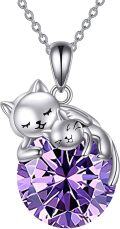 wholesale 14K Gold Pink Crystal Black Cat Pendant Necklace for Women Cats Lover-0-51