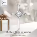 TOUPOP Sterling Silver Birthstone Cross Necklace For Women Fine Jewelry Gifts-0-3