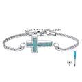 wholesale 925 Sterling Silver Turquoise Cross Memorial Urn Keepsake Bracelet with Funnel and Spatula Set-0-0