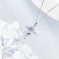 wholesale 925 Sterling Silver Blue Opal Sea Turtle Infinity Cross Pendant Necklace for Women/Mother/Daughter/Sister-0-4