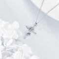 wholesale 925 Sterling Silver Cross Pendant Necklace With Blue Opal Sea Turtle Design-0-4