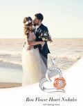 wholesale 925 Sterling Silver 925 Rose Gold Plated Cubic Zirconia Flower Pendant Necklace-0-4