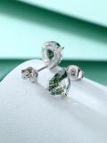 wholesale 925 Sterling Silver Green Moss Agate Teardrop Stud Earrings for Women-0-2