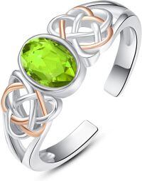 wholesale 925 Sterling Silver Celtic Knot Rings Wholesale With Red Garnet-Green Peridot