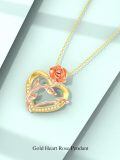 TOUPOP 14K Gold & Stone Flower Heart Pendant Necklace for Women-0-1