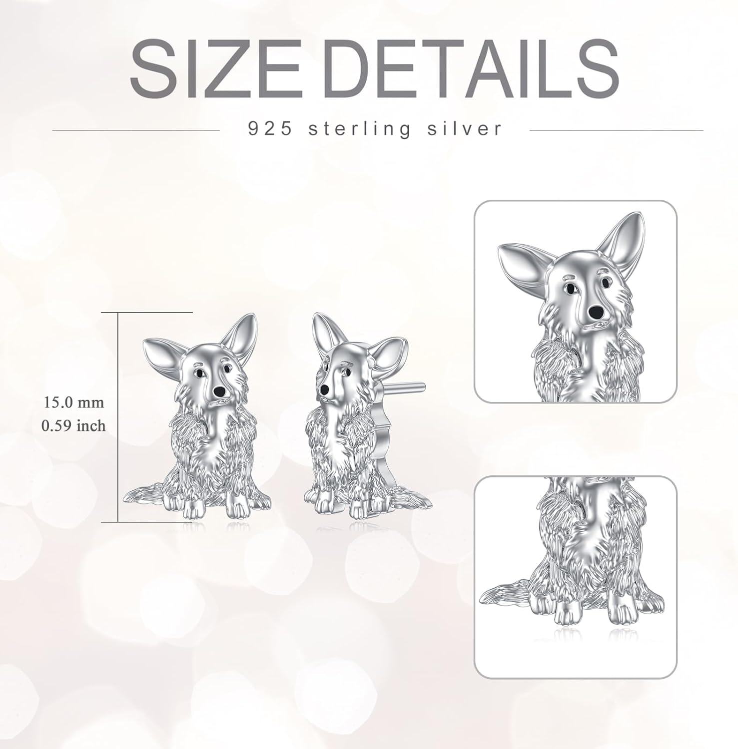 wholesale 925 Sterling Silver Corgi Dog Stud Hoop Earrings-0-4