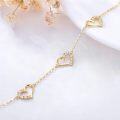 wholesale 10K Gold CZ Three Heart Bracelet for Women 6 8 8 4 Inch-0-11