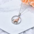 wholesale 925 Sterling Silver Rose Gold Plated Highland Cow Landscape Pendant Necklace for Women and Girls-0-3