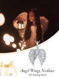 wholesale 925 Sterling Silver Angel Wings Necklace with 5A Zircon Diamond Pendant for Women-0-1