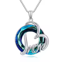 TOUPOP Sterling Silver Crystal Mom Mother Necklace Birthday Gift From Son Daughter-undefined
