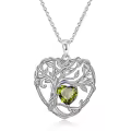 TOUPOP Sterling Silver Peridot Tree Of Life Pendant Necklace-0-0