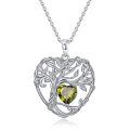 TOUPOP Sterling Silver Peridot Tree Of Life Pendant Necklace-0-0