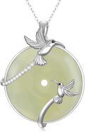 wholesale 925 Sterling Silver Green Jade Pendant with Two Flying Birds - Unique Gemstone s for Her-0-0