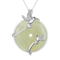 wholesale 925 Sterling Silver Hummingbird Peace Sign Pendant-Hummingbird-White Gold