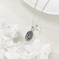 wholesale 925 Sterling Silver 925 Oval St. Christopher Pendant & Cross Charm Necklace-0-4