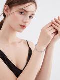 wholesale 925 Sterling Silver Heart & Rose Stone Adjustable Bracelet Gift for Women Girls-0-2
