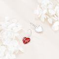 wholesale 925 Sterling Silver Red Enamel Basketball Heart Dangle Earrings Sports Gifts for Her-0-3