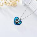 wholesale 925 Sterling Silver Heart-Shaped Blue Crystal Penguins Pendant Necklace Gift for Her-0-1