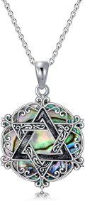 wholesale 925 Sterling Silver Abalone Shell Star of David Pendant Necklace for Women-0-0
