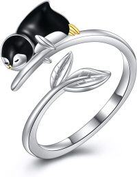 wholesale 925 Sterling Silver Animal Rings Adjustable Cute Jewelry Gift for Her-Penguin