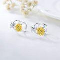 wholesale 925 Sterling Silver Sunflower Austrian Crystal Hoop Earrings for Non-Pierced Ear Women Girl Gifts-0-2