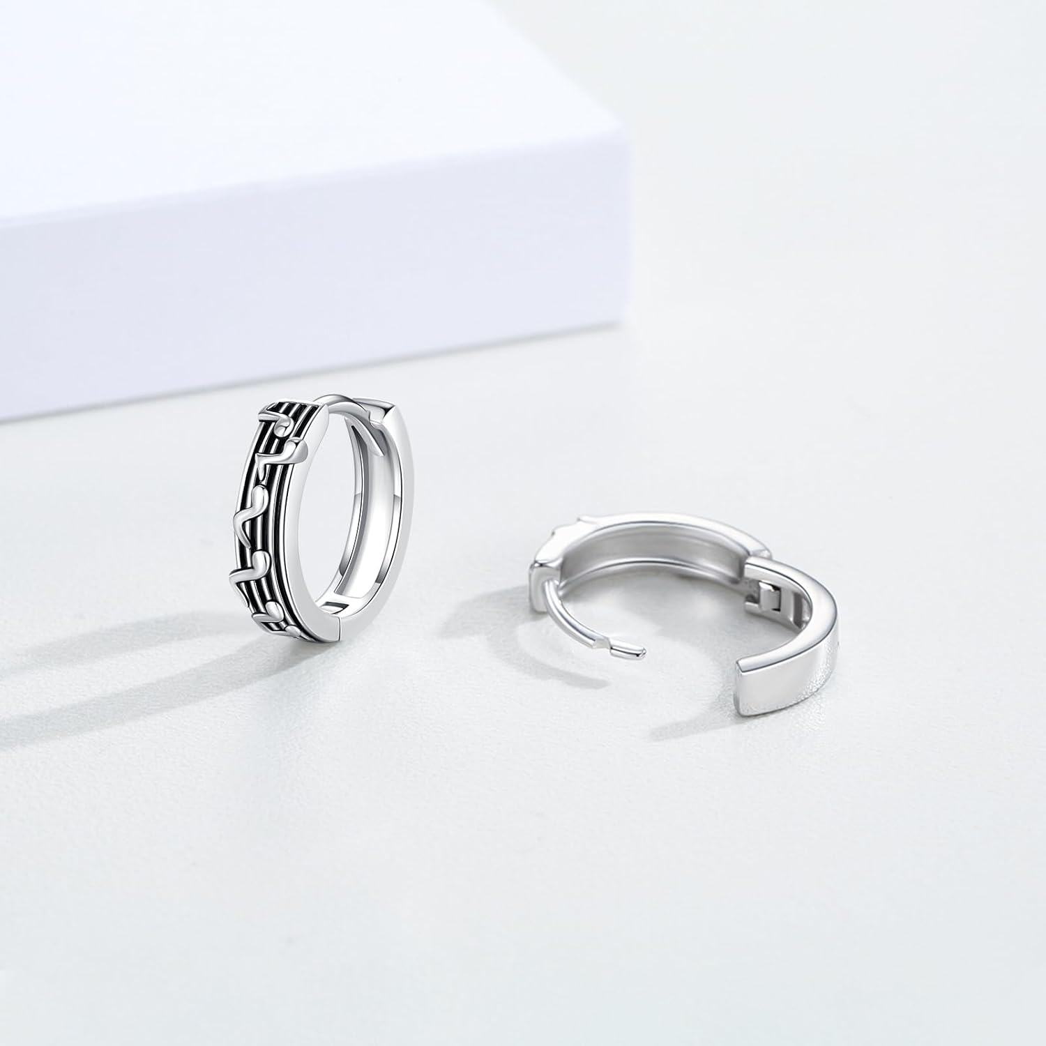 wholesale 925 Sterling Silver Music Note Huggie Hoop Earrings for Women and Girls-0-1
