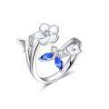 wholesale 925 Sterling Silver Cubic Zirconia Butterfly Flower Adjustable Ring-0-0