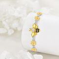 wholesale 925 Sterling Silver Bee & Flower Charm Adjustable Bracelet for Women Girls - Cute -0-2