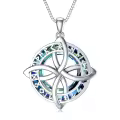 TOUPOP Sterling Silver & Stone Celtic Cross Viking Rune Knot Pendant Necklace-0-0