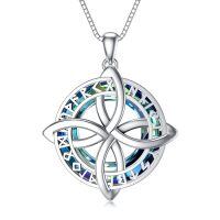 TOUPOP Sterling Silver & Stone Celtic Cross Viking Rune Knot Pendant Necklace-undefined