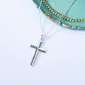 wholesale 925 Sterling Silver Blue Abalone Shell Inlay Cross Pendant Necklace for Women and Men Christian Gifts-0-1