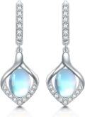 wholesale 925 Sterling Silver Blue Moonstone Teardrop Leverback Dangle Earrings for Women-0-0