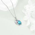 wholesale 925 Sterling Silver Turquoise Owl Pendant Necklace for Women Girls-0-3