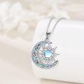 wholesale 925 Sterling Silver Sun & Moon Pendant with Blue and White Opals Labradorite Stone - Perfect Gift for Teenage Girls-0-15