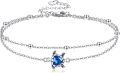 wholesale 925 Sterling Silver Blue Crystal Turtle Charm Anklet for Women-0-0