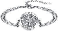 wholesale 925 Sterling Silver  Catholic Patron Saint Sebastian Medal Bracelet with 9+2 Link Chain-St.Sebastian