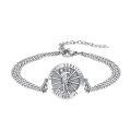 wholesale Silver Plated Copper Saint Sebastian Medal Oxidized Silver Curb Chain Bracelet-0-0