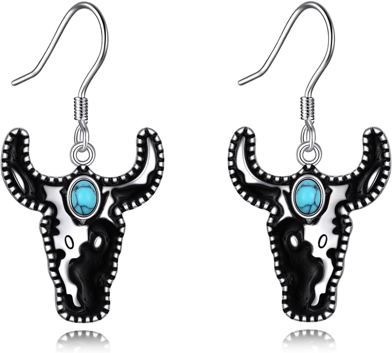 Sterling Silver Stone Western Cowgirl Boots Hat Cow Earrings Boho Dangle Drop-0-0